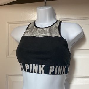 Gently Worn Black & Silver PINK Sports Bra🖤